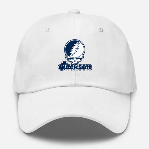 Jackson Stealie Premium Unisex Dad Hat — Design: Jackson State University — White
