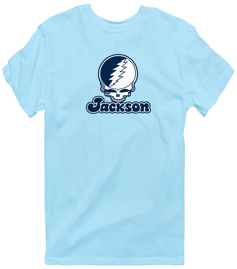 Jackson Stealie Premium Unisex T-Shirt — Design: Jackson State University — Light Blue