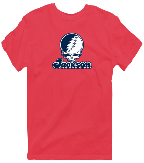 Jackson Stealie Premium Unisex T-Shirt — Design: Jackson State University — Heather Red