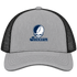 Jackson Stealie Premium Unisex Trucker Cap — Design: Jackson State University — Heather Grey/Black