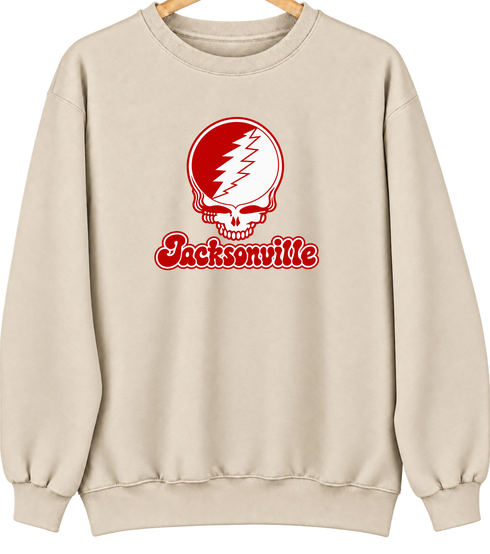 Jacksonville Stealie Premium Unisex Crewneck — Design: Jacksonville State University — Sand