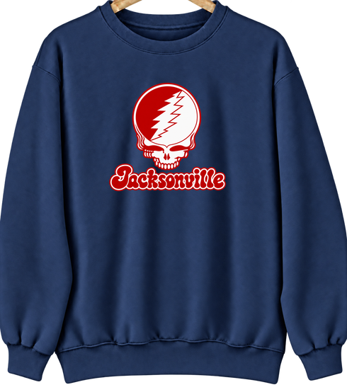 Jacksonville Stealie Premium Unisex Crewneck — Design: Jacksonville State University — Navy