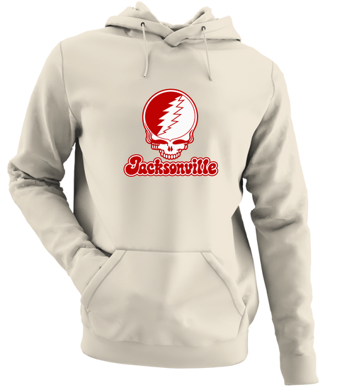Jacksonville Stealie Premium Unisex Hoodie — Design: Jacksonville State University — Sand