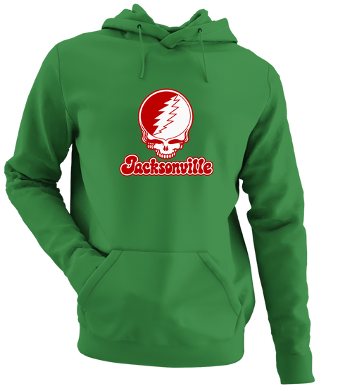 Jacksonville Stealie Premium Unisex Hoodie — Design: Jacksonville State University — Irish Green