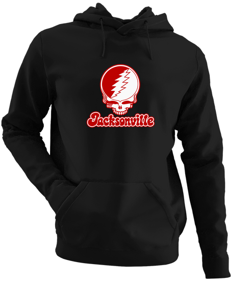 Jacksonville Stealie Premium Unisex Hoodie — Design: Jacksonville State University — Black