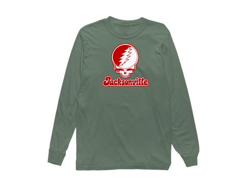 Jacksonville Stealie Premium Unisex Long-Sleeve — Design: Jacksonville State University — Light Green