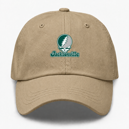 Jacksonville Stealie Premium Unisex Dad Hat — Design: Jacksonville University — Khaki