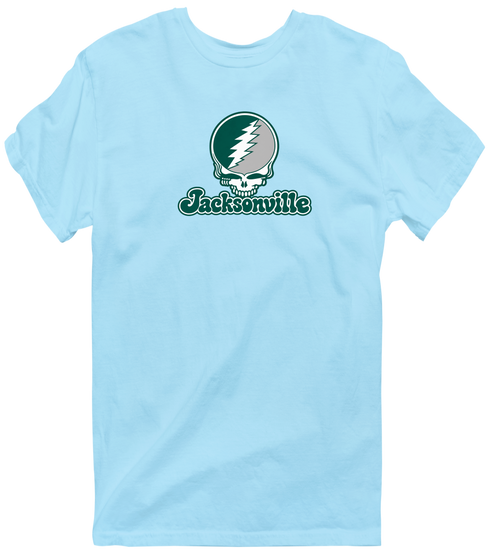 Jacksonville Stealie Premium Unisex T-Shirt — Design: Jacksonville University — Light Blue