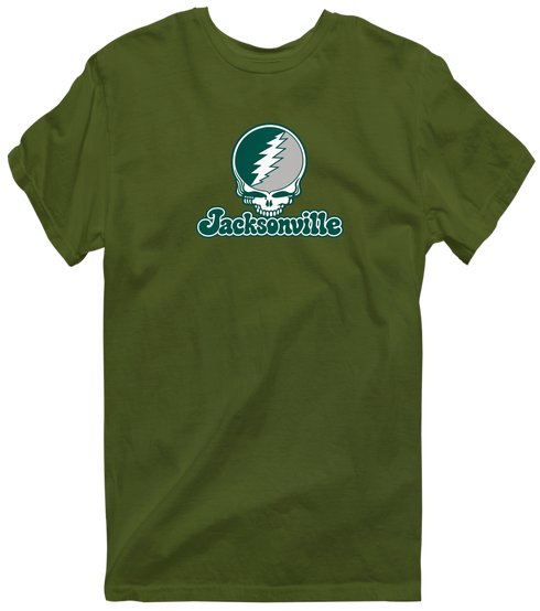 Jacksonville Stealie Premium Unisex T-Shirt — Design: Jacksonville University — Military Green