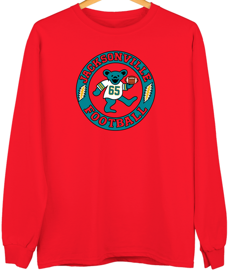 Jacksonville Football Dancing Bear Premium Crewneck — Jacksonville Jaguars — Red