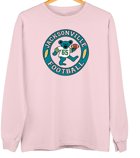 Jacksonville Football Dancing Bear Premium Crewneck — Jacksonville Jaguars — Light Pink