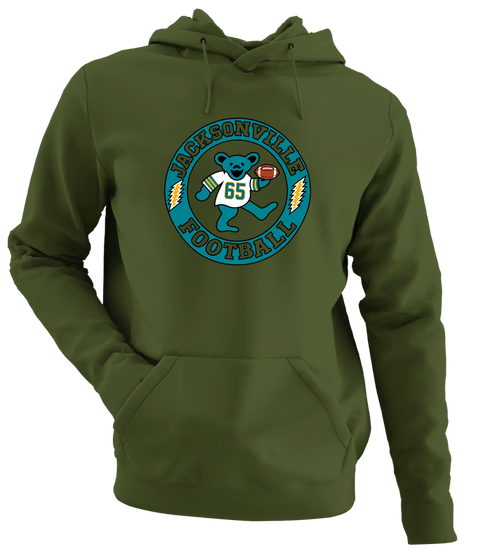 Jacksonville Football Dancing Bear Premium Hoodie — Jacksonville Jaguars — Military Green