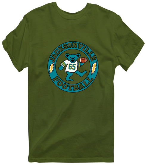 Jacksonville Football Dancing Bear Premium T-Shirt — Jacksonville Jaguars — Military Green