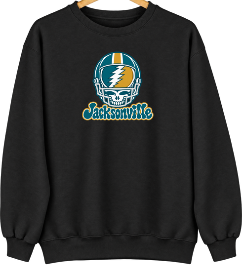 Jacksonville Helmet Stealie Premium Unisex Crewneck — Jacksonville Jaguars — Black