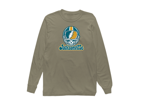 Jacksonville Helmet Stealie Premium Unisex Long-Sleeve — Jacksonville Jaguars — Sandstone