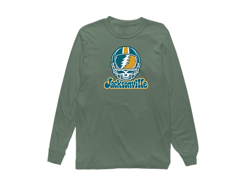 Jacksonville Helmet Stealie Premium Unisex Long-Sleeve — Jacksonville Jaguars — Light Green