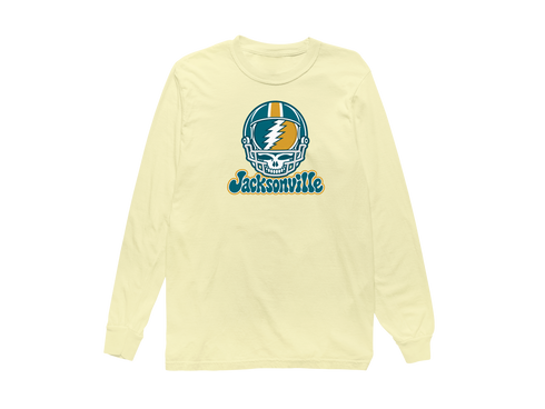 Jacksonville Helmet Stealie Premium Unisex Long-Sleeve — Jacksonville Jaguars — Butter