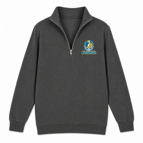 Jacksonville Helmet Stealie Premium Unisex Quarter-Zip — Jacksonville Jaguars — Charcoal