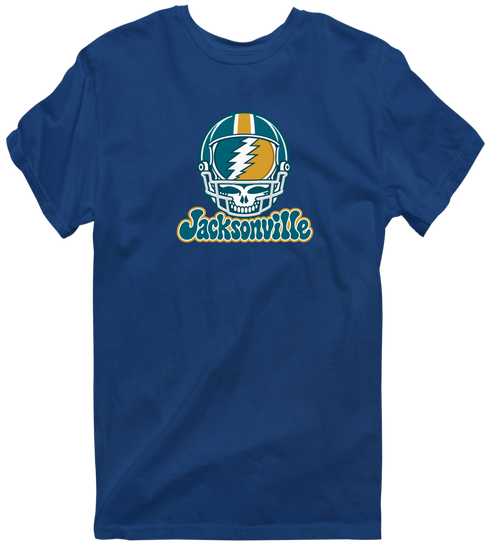 Jacksonville Helmet Stealie Premium Unisex T-Shirt — Jacksonville Jaguars — Navy