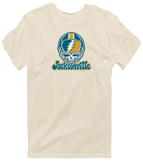 Jacksonville Helmet Stealie Premium Unisex T-Shirt — Jacksonville Jaguars — Sand