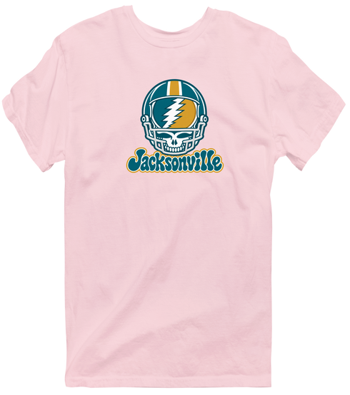 Jacksonville Helmet Stealie Premium Unisex T-Shirt — Jacksonville Jaguars — Light Pink