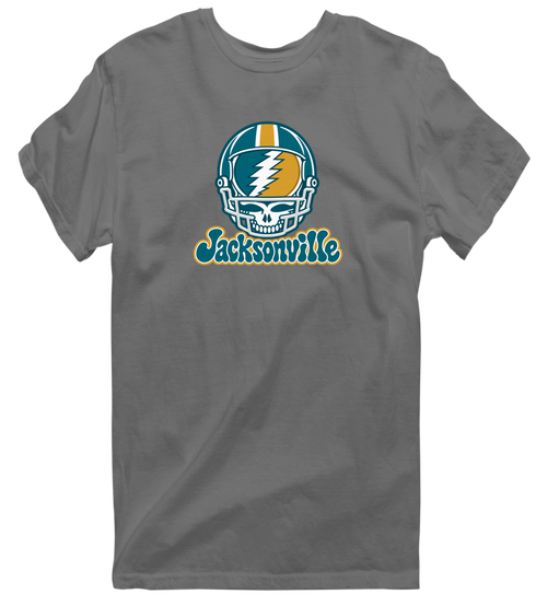 Jacksonville Helmet Stealie Premium Unisex T-Shirt — Jacksonville Jaguars — Charcoal