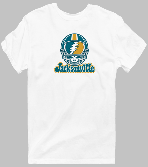 Jacksonville Helmet Stealie Premium Unisex T-Shirt — Jacksonville Jaguars — White