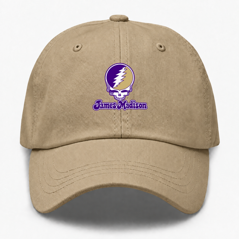 James Madison Stealie Premium Unisex Dad Hat — Design: James Madison University — Khaki