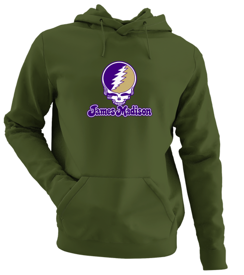 James Madison Stealie Premium Unisex Hoodie — Design: James Madison University — Military Green