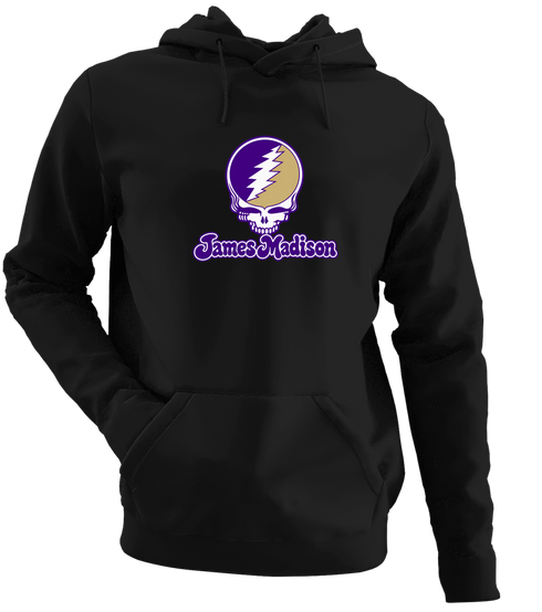 James Madison Stealie Premium Unisex Hoodie — Design: James Madison University — Black