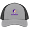 James Madison Stealie Premium Unisex Trucker Cap — Design: James Madison University — Heather Grey/Black