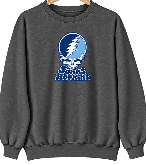 Johns Hopkins Stealie Premium Unisex Crewneck — Design: Johns Hopkins University — Dark Heather