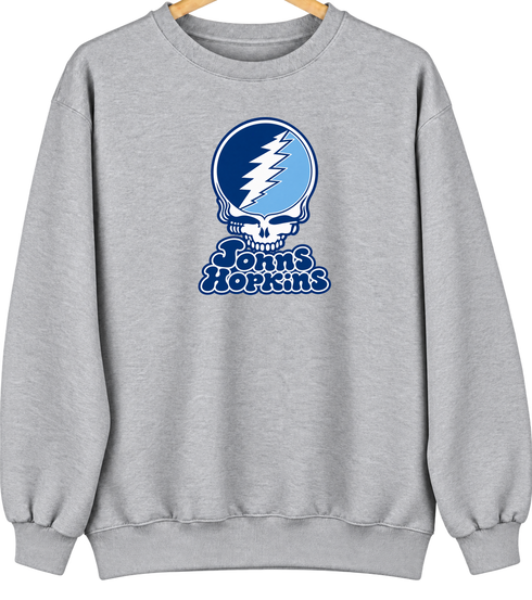 Johns Hopkins Stealie Premium Unisex Crewneck — Design: Johns Hopkins University — Sport Grey