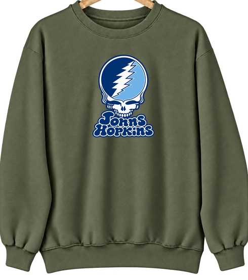 Johns Hopkins Stealie Premium Unisex Crewneck — Design: Johns Hopkins University — Military Green