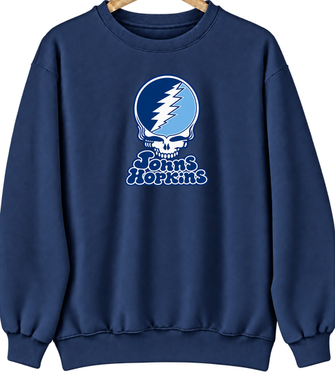 Johns Hopkins Stealie Premium Unisex Crewneck — Design: Johns Hopkins University — Navy