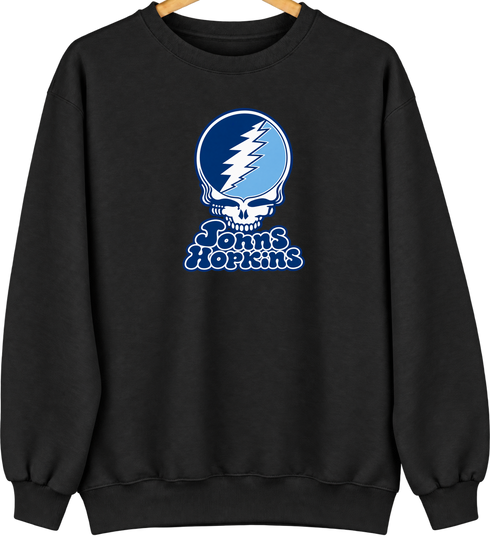 Johns Hopkins Stealie Premium Unisex Crewneck — Design: Johns Hopkins University — Black