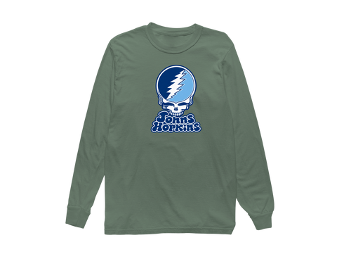 Johns Hopkins Stealie Premium Unisex Long-Sleeve — Design: Johns Hopkins University — Light Green