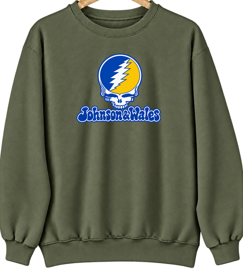 Johnson & Wales Stealie Premium Unisex Crewneck — Design: Johnson & Wales University — Military Green