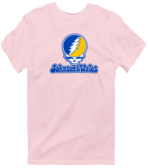 Johnson & Wales Stealie Premium Unisex T-Shirt — Design: Johnson & Wales University — Light Pink