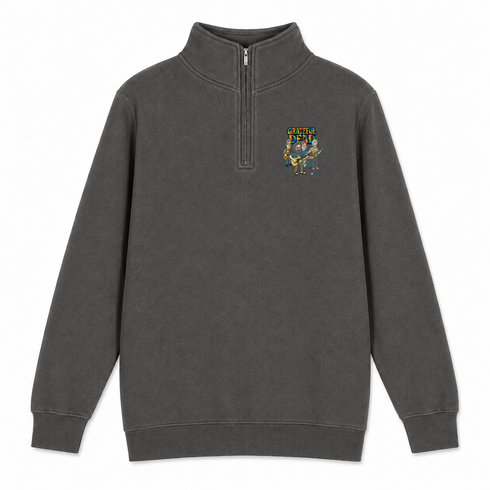 Jerry and The Boys - Life is dead.® - Premium Grateful Dead Quarter-Zip Pullover - Charcoal - 5