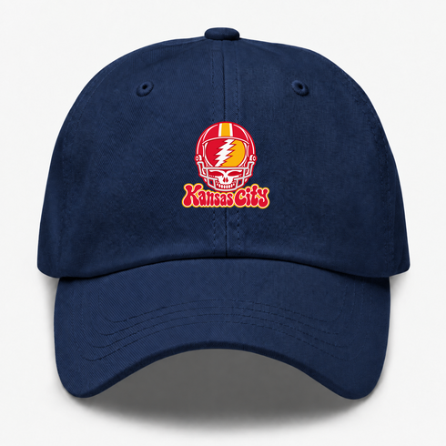 Kansas City Helmet Stealie Premium Unisex Dad Hat — Kansas City Chiefs — Navy