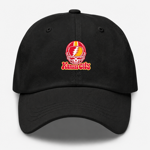 Kansas City Helmet Stealie Premium Unisex Dad Hat — Kansas City Chiefs — Black