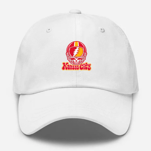 Kansas City Helmet Stealie Premium Unisex Dad Hat — Kansas City Chiefs — White