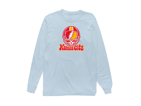 Kansas City Helmet Stealie Premium Unisex Long-Sleeve — Kansas City Chiefs — Chambray