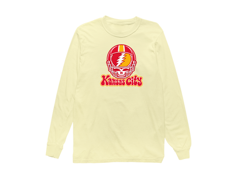 Kansas City Helmet Stealie Premium Unisex Long-Sleeve — Kansas City Chiefs — Butter