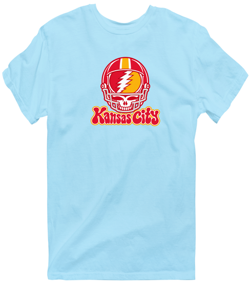 Kansas City Helmet Stealie Premium Unisex T-Shirt — Kansas City Chiefs — Light Blue