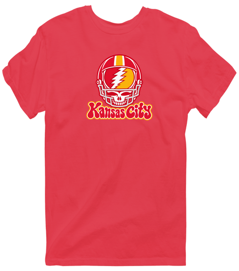 Kansas City Helmet Stealie Premium Unisex T-Shirt — Kansas City Chiefs — Heather Red