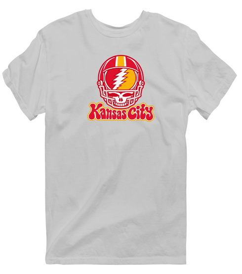 Kansas City Helmet Stealie Premium Unisex T-Shirt — Kansas City Chiefs — Sport Grey