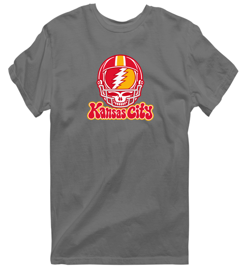 Kansas City Helmet Stealie Premium Unisex T-Shirt — Kansas City Chiefs — Charcoal