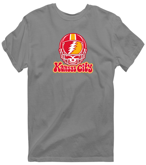 Kansas City Helmet Stealie Premium Unisex T-Shirt — Kansas City Chiefs — Dark Heather